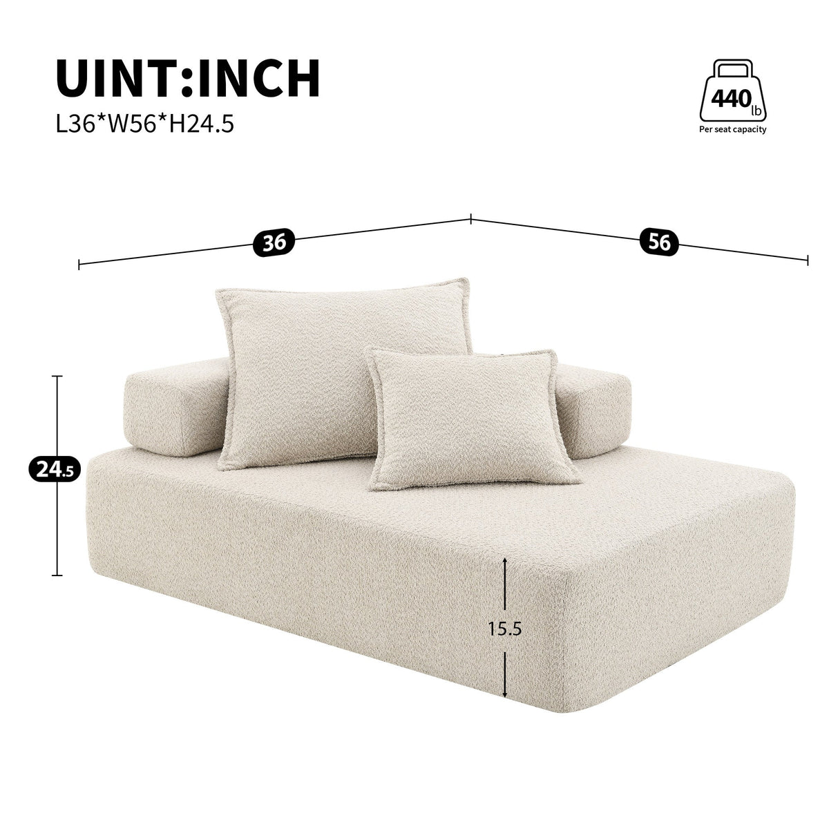 Estructura Lounge para sofá seccional modular en forma de U de gran tamaño, lujoso conjunto de sofá de suelo de bouclé, sofá cama convertible, espaci