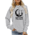 Printed round neck fleece hoodie
