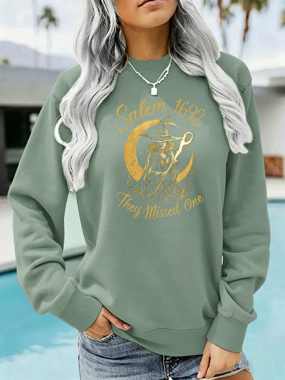 Sudadera de felpa con capucha y cuello redondo estampada