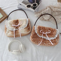 New Autumnwinter Plush Handbag With Lace Trim