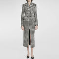 Houndstooth Peplum Blazer & Slit Pencil Skirt Two-Piece Suit Set