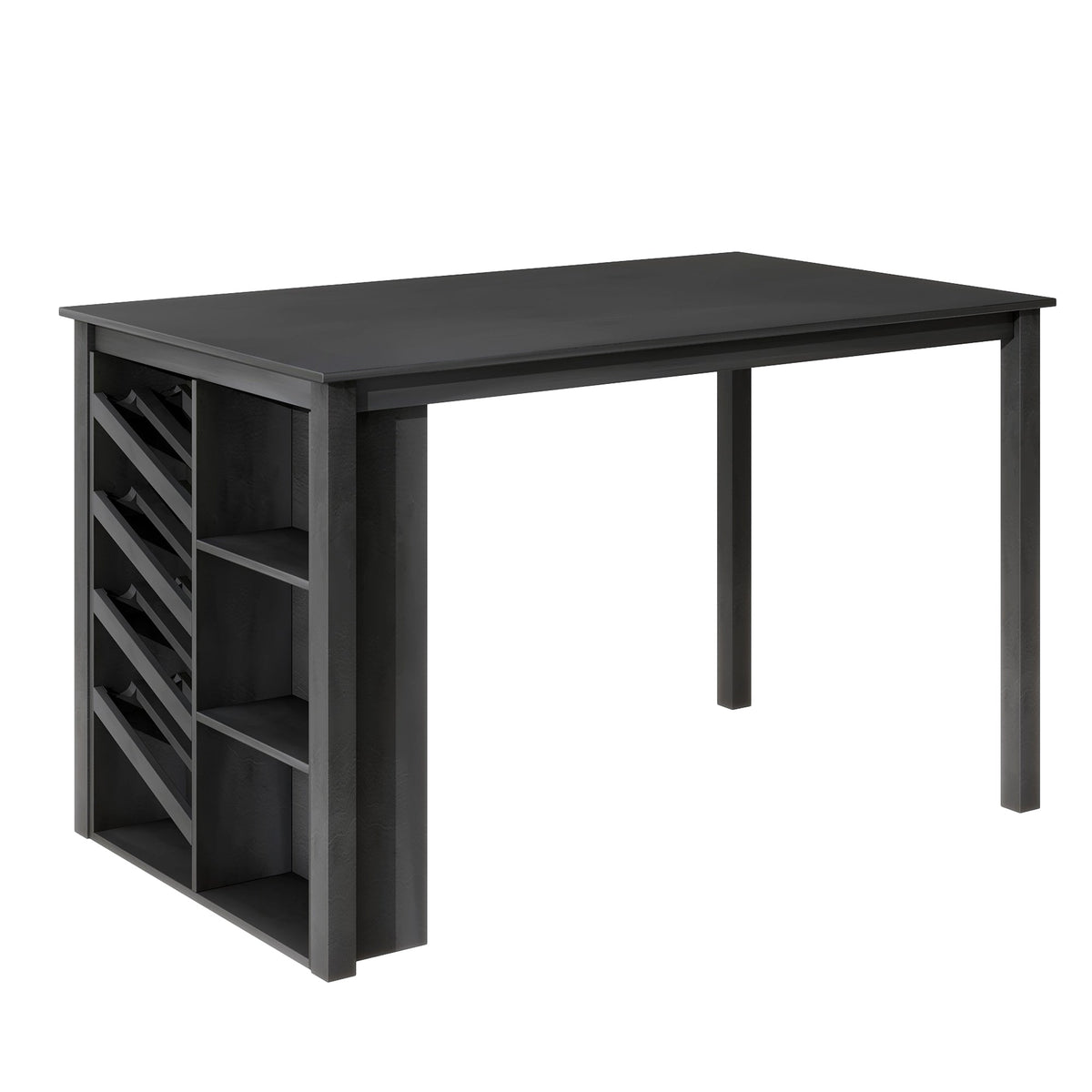 Updated Counter Height 5-Piece Solid Wood Dining Table Set, 59*35.4Inch Table With Curved Wine Rack and 4 Upholstered Ch