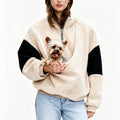 Women's Chest-pocket Pet Hoodie With A Half-zip And Plush Fabric