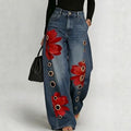 Women's Loose-fit Printed Denim Jeans