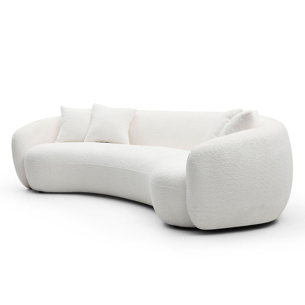 102'' 5-Sitzer Bouclé-Sofa Modernes Ecksofa Halbmond Freizeitcouch Gebogenes Sofa Teddy-Fleece Samt WEISS