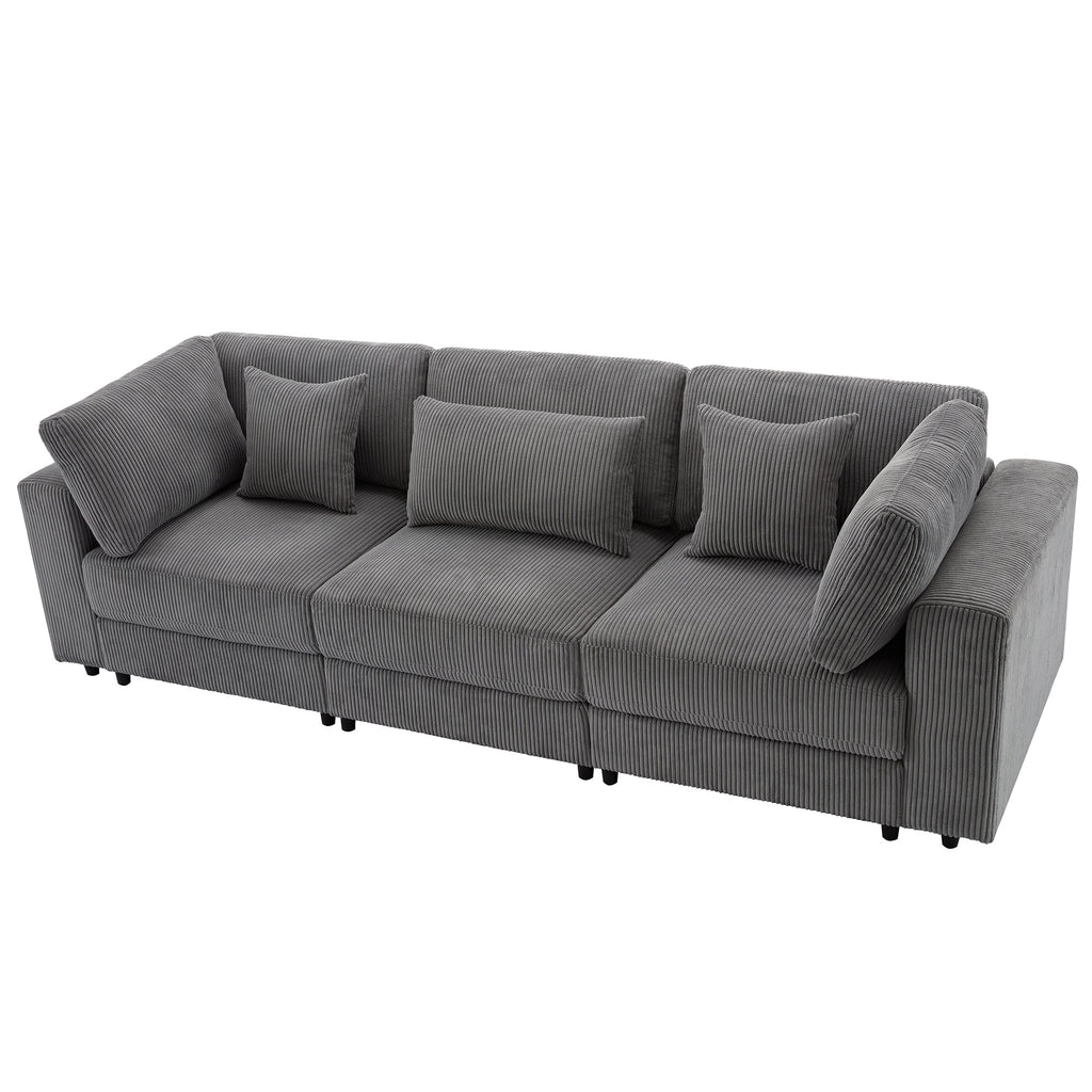 105'' 3 Seater Sofa With Removable Back Cushions and 5 Pillows , for Living Room, Apartment, Spacious Space