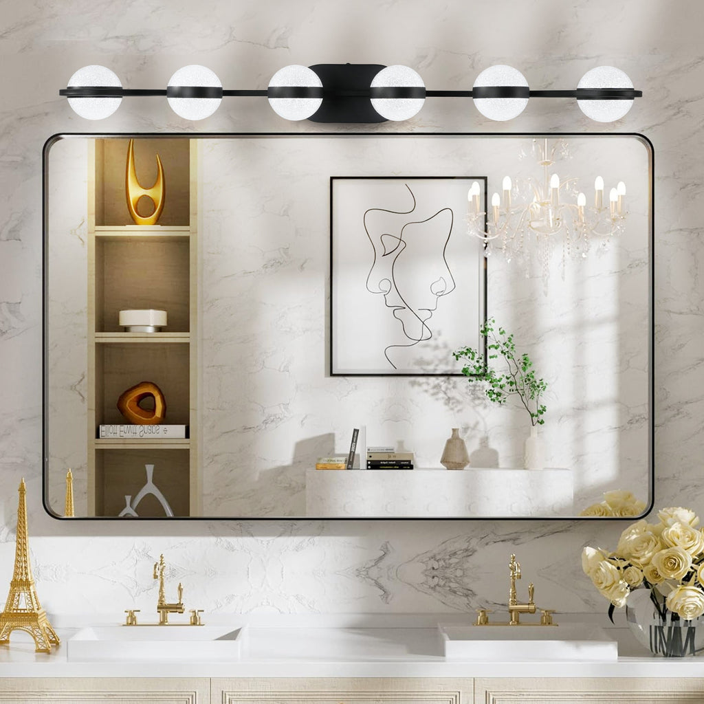 Luces de tocador con 6 bombillas LED para iluminación de baño (negro)