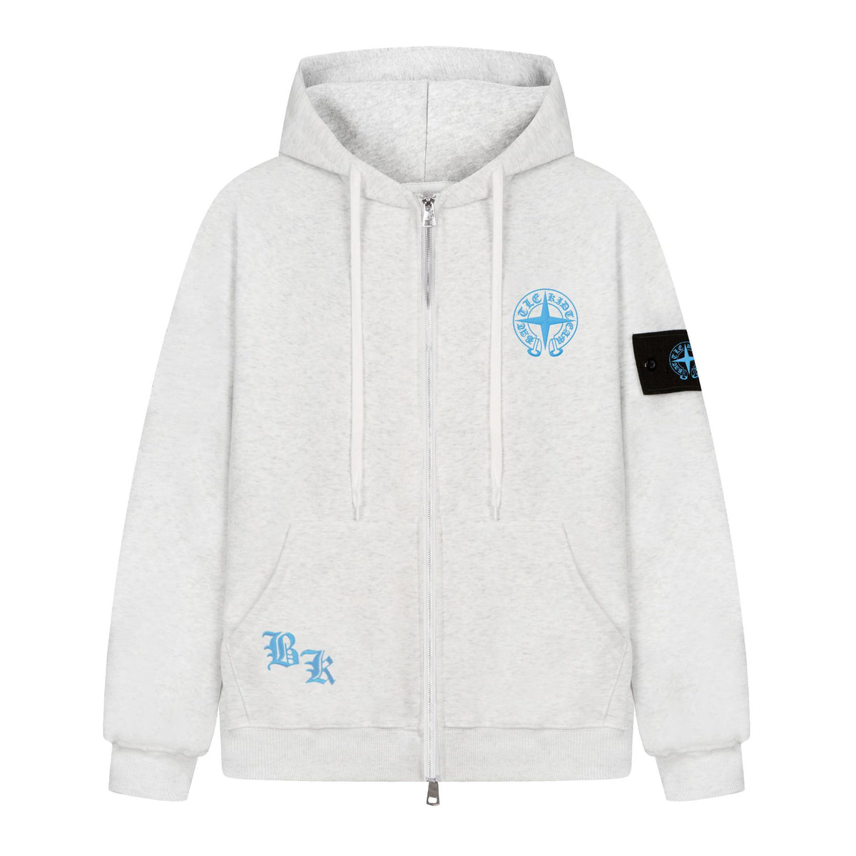 Zip-up hoodie med nedhasad axelsöm