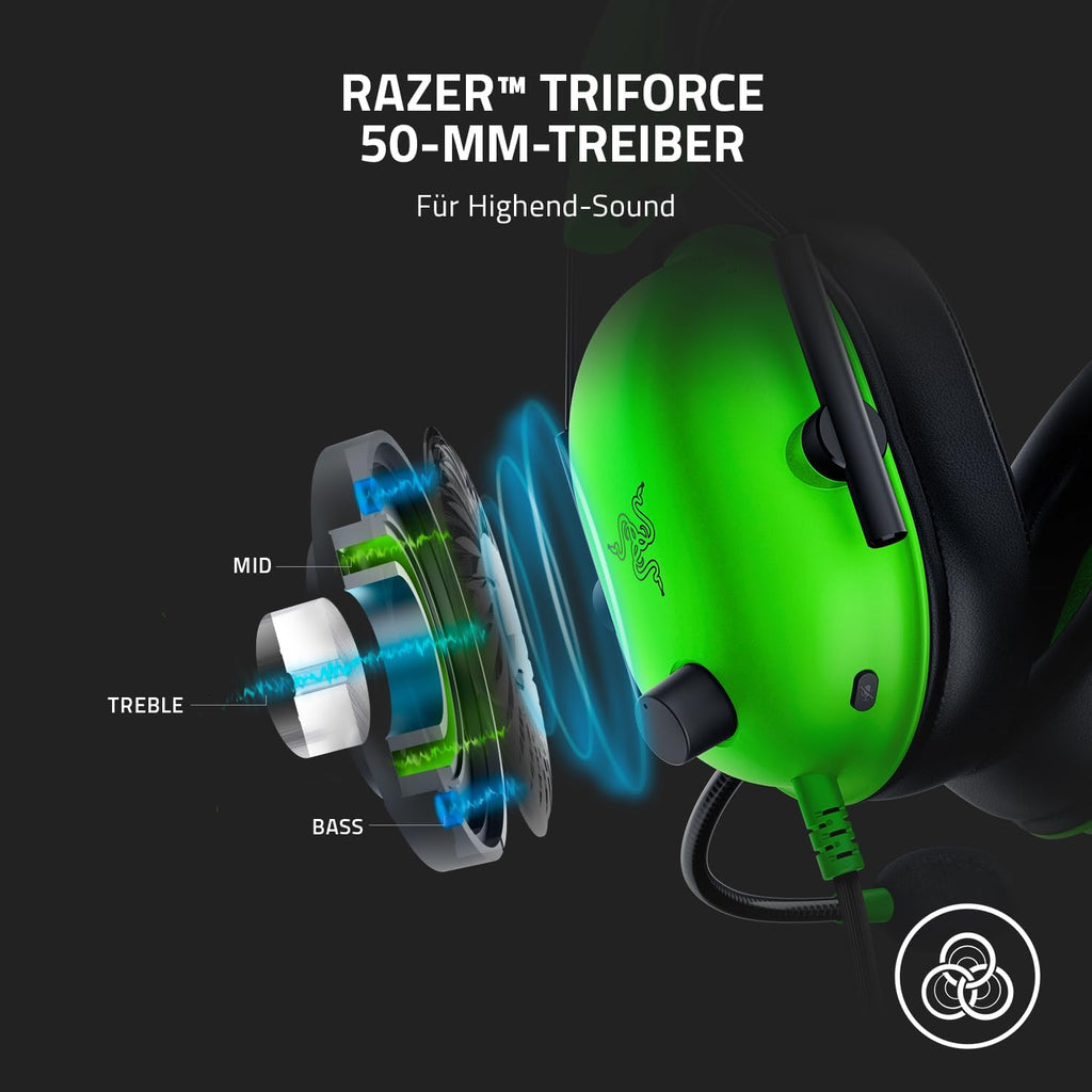 Razer BlackShark V2 X - Multi-Plattform kabelgebundenes Esports-Headset (Triforce 50mm Treiber, Erweiterte Passive Geräuschunterdrückung, 7.1 Surround Sound, Hyperclear Cardioid Mic) Grün