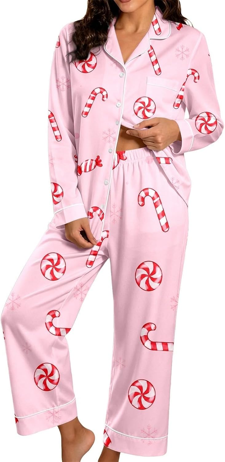 Christmas Pyjamas Women 2026 2 Ladies Pieces Fluffy Pjs Matching Christmas Womens Pyjamas Long Sleeve Xams Plus Size Fashion Autumn Winter Nightwear Lounge Wear Sets for Women UK