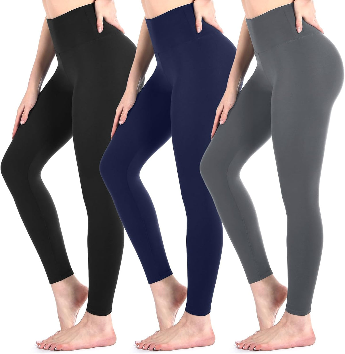 3 Pack Black Leggings for Women