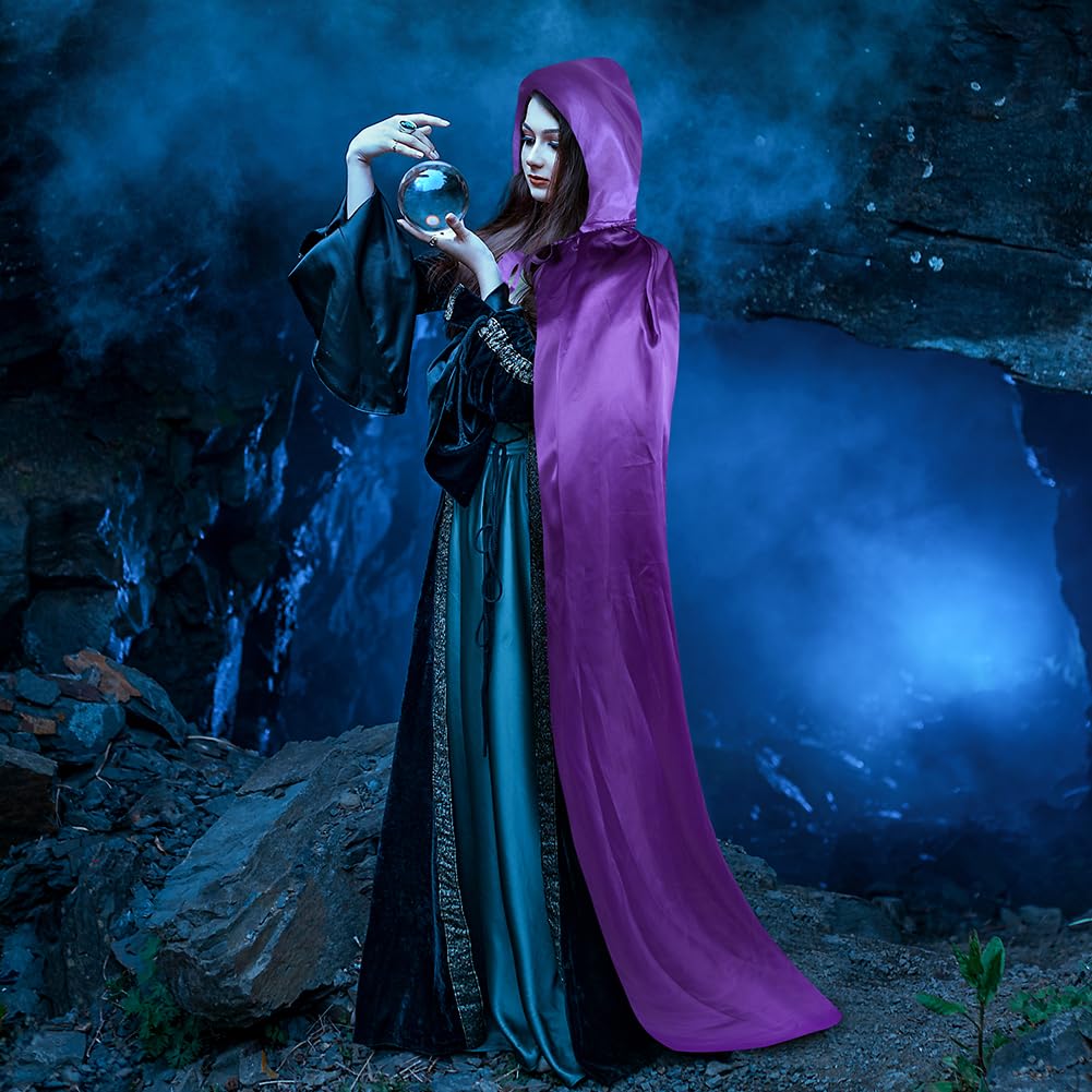 Aomig Cape à Capuchon, Déguisement Adulte Unisexe Costume, Cape Sorcier, Halloween Cosplay Costume Cape Longue Cape, Déguisement pour Halloween, Bal Masqué