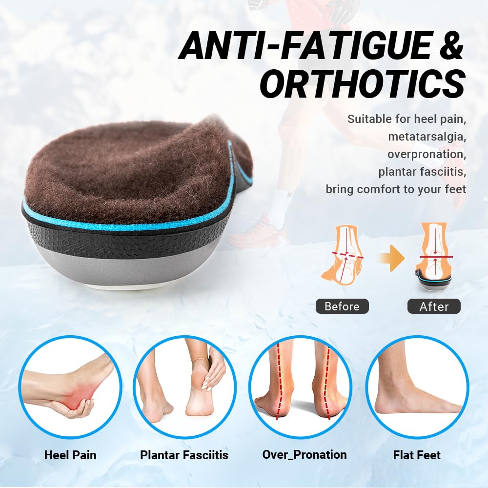 VALSOLE Orthopädische Einlegesohlen, Plantar Fasciitis Hohe Arch Support Schuheinlagen, Für Fersensporn,Plattfuß, Fußschmerz, Komfort Herren & Damen Einlegesohlen