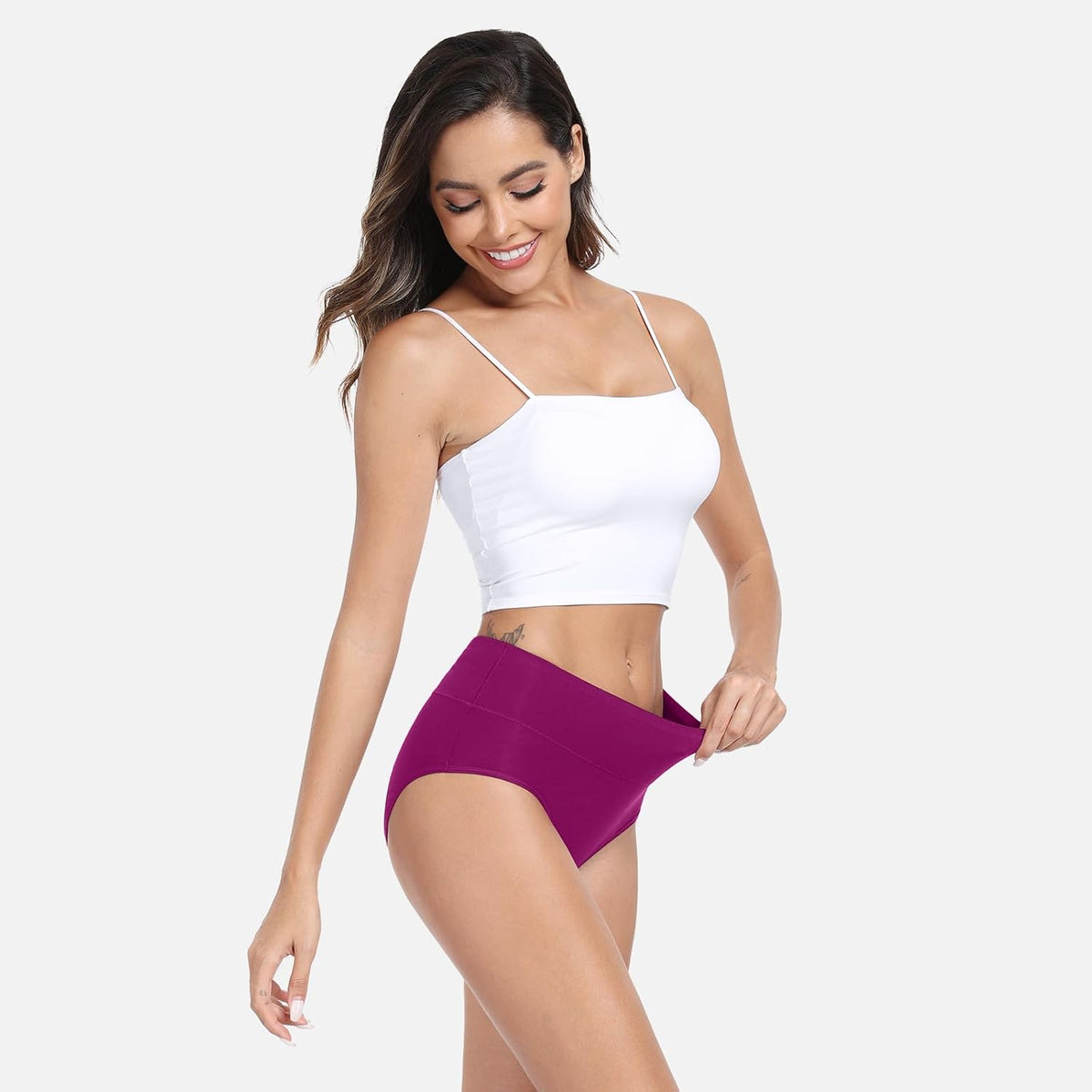 anqier Damen-Unterhosen, 5er-Pack, Stretch-Baumwolle, hoch geschnittene Slips für Damen