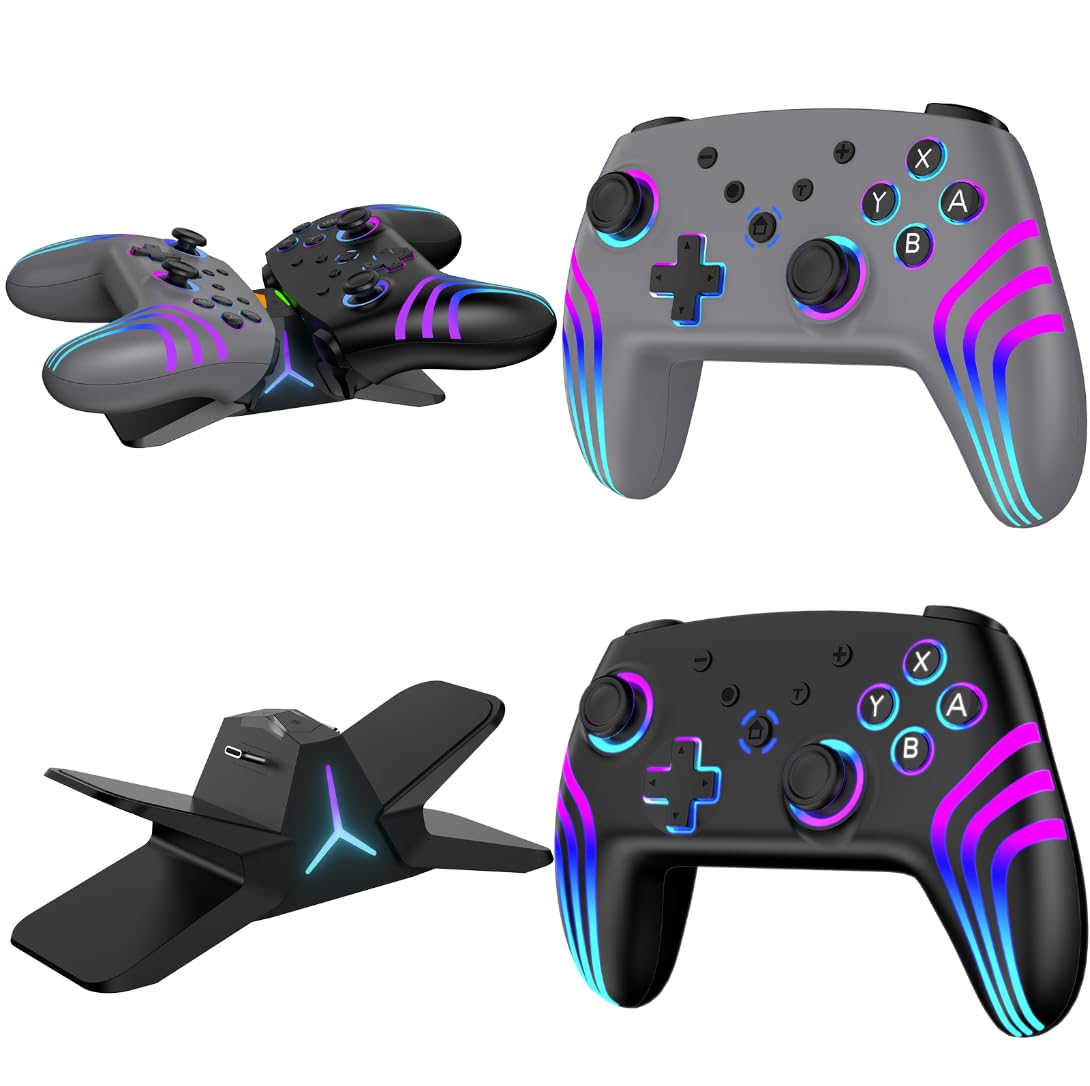 Reddening Switch 2 Controller für Switch/Switch 2/Switch Lite/Switch OLED,Switch Controller mit Doppel Vibration,Switch 2 Pro Controller mit 6 Achsen Gyro,Hall Joystick,Aufwachen,Turbo (Weiß Schwarz)