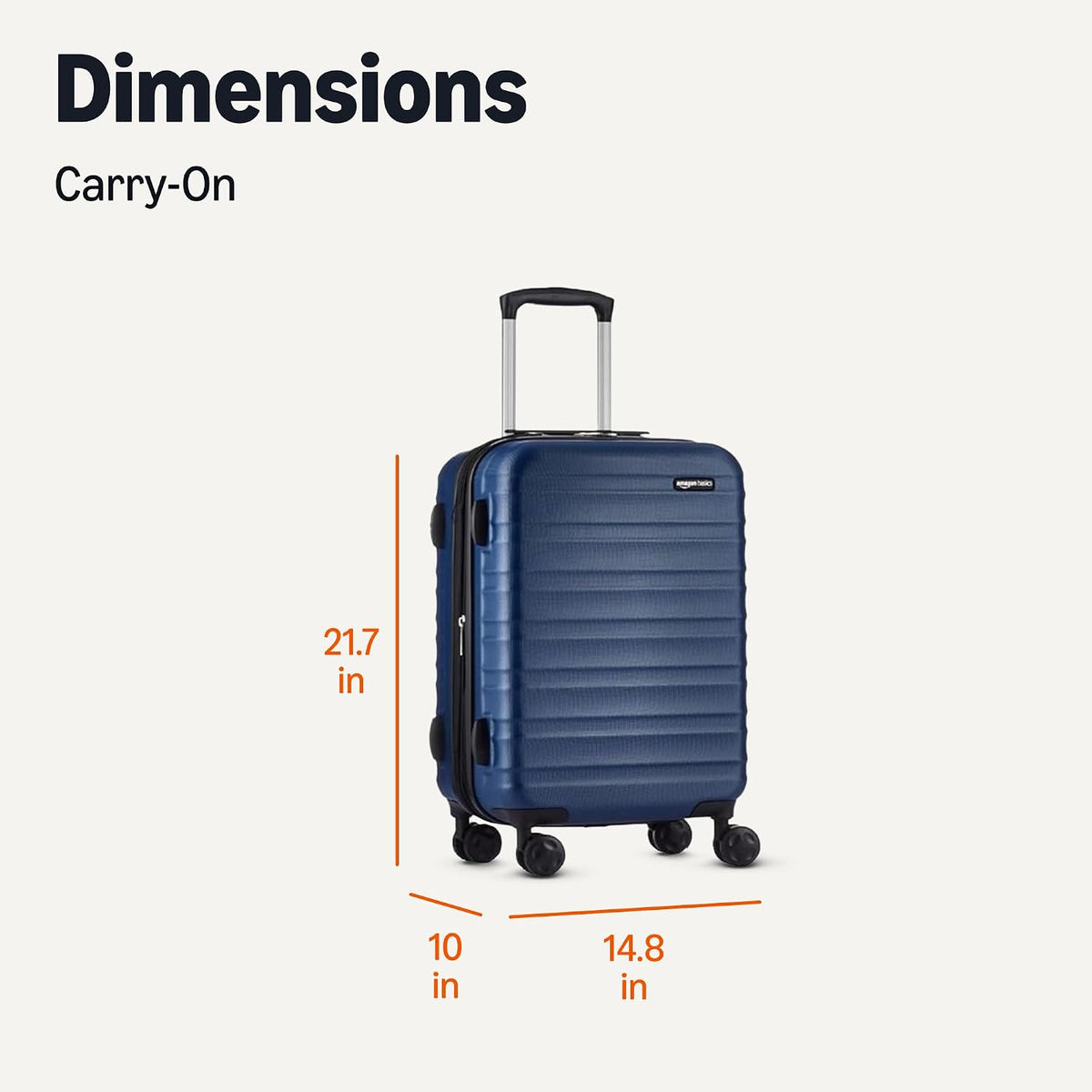 Amazon Basics 21" Hardside Carry-On Luggage with Spinner Wheels, Expandable for Up to 25% More Space, Scratch-Resistant Hard Shell, Telescoping Handle, Black