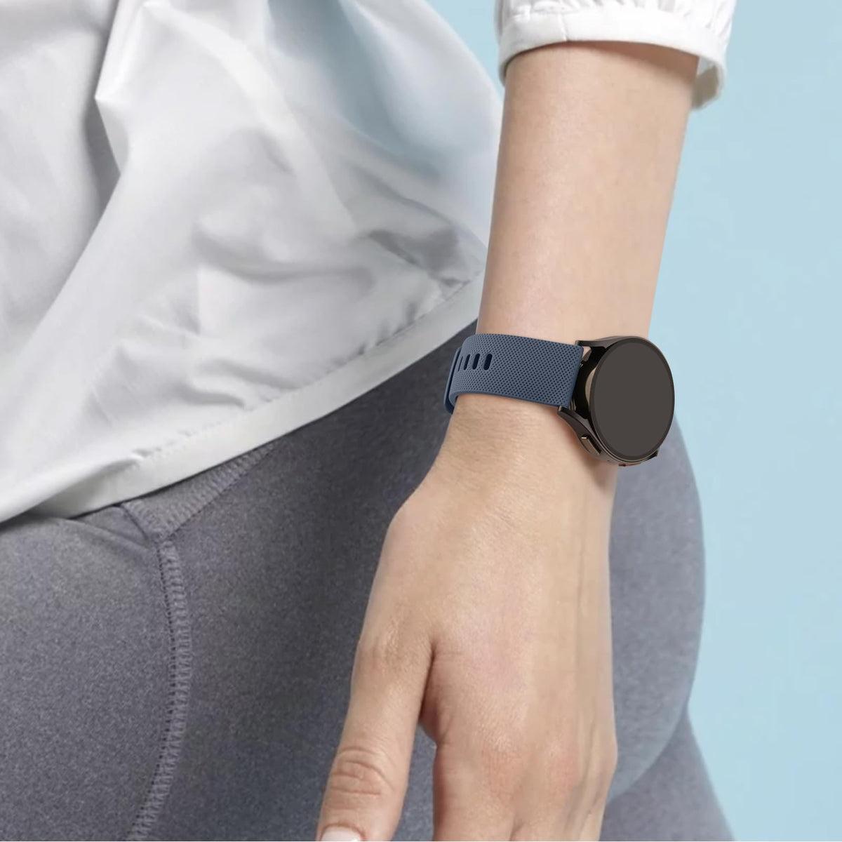 Wanme 20mm Bracelet de Montre en Silicone, Souple Bracelet de Replacement en Dégagement Rapide avec Boucle en Même Couleur Homme Femme 20mm, Starlight