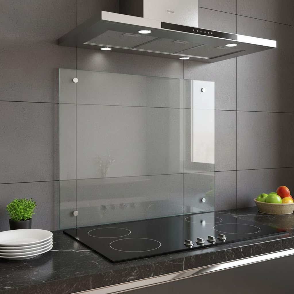Mucola Küchenrückwand Glas Spritzschutz Sicherheitsglas 70x50 cm Schwarz