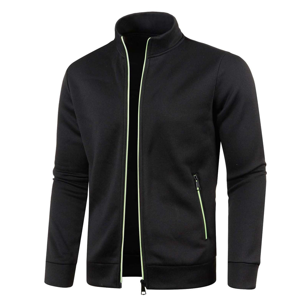Generisch Sweatjacke Herren Ohne Kapuze Cardigan Mit Reißverschluss Langarm Janker Stehkragen Pullover Casual Warme Herbst/Winterjacke Klassischer Strickweste Trachtenjacke Freizeitjacke