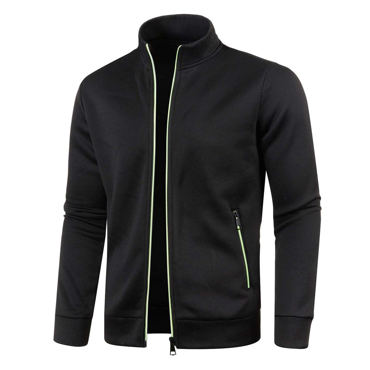 Generisch Sweatjacke Herren Ohne Kapuze Cardigan Mit Reißverschluss Langarm Janker Stehkragen Pullover Casual Warme Herbst/Winterjacke Klassischer Strickweste Trachtenjacke Freizeitjacke