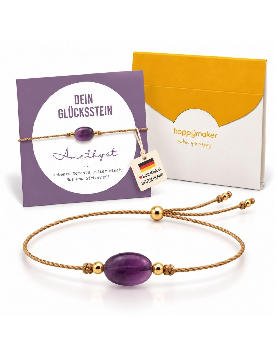 happymaker Edelstein Armband Damen als Kraftgeber, handmade in Deutschland