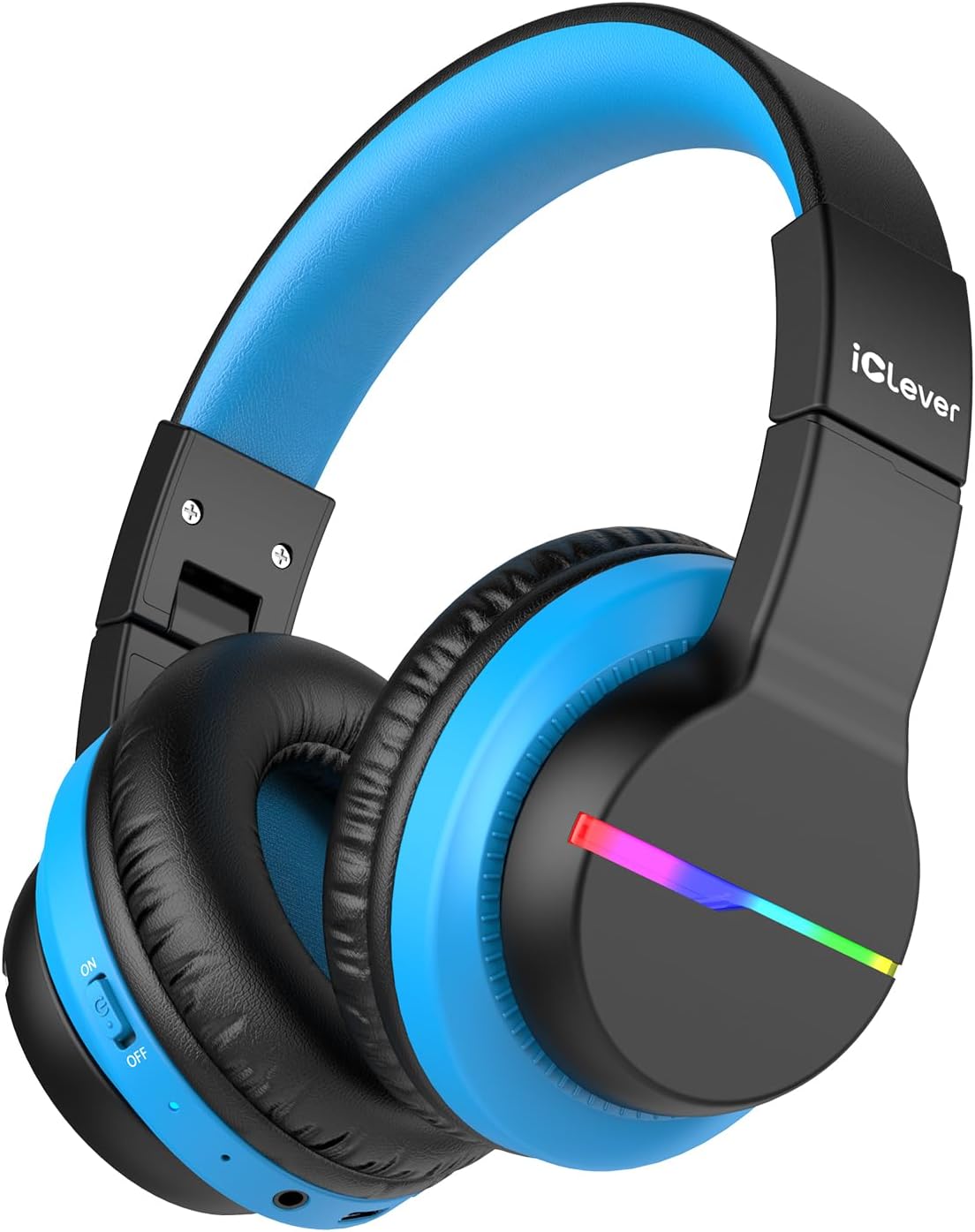 iClever BTH12 Bluetooth-Kopfhörer für Kinder mit LED-Beleuchtung, 85 Stunden Wiedergabezeit, ideal für Reisen