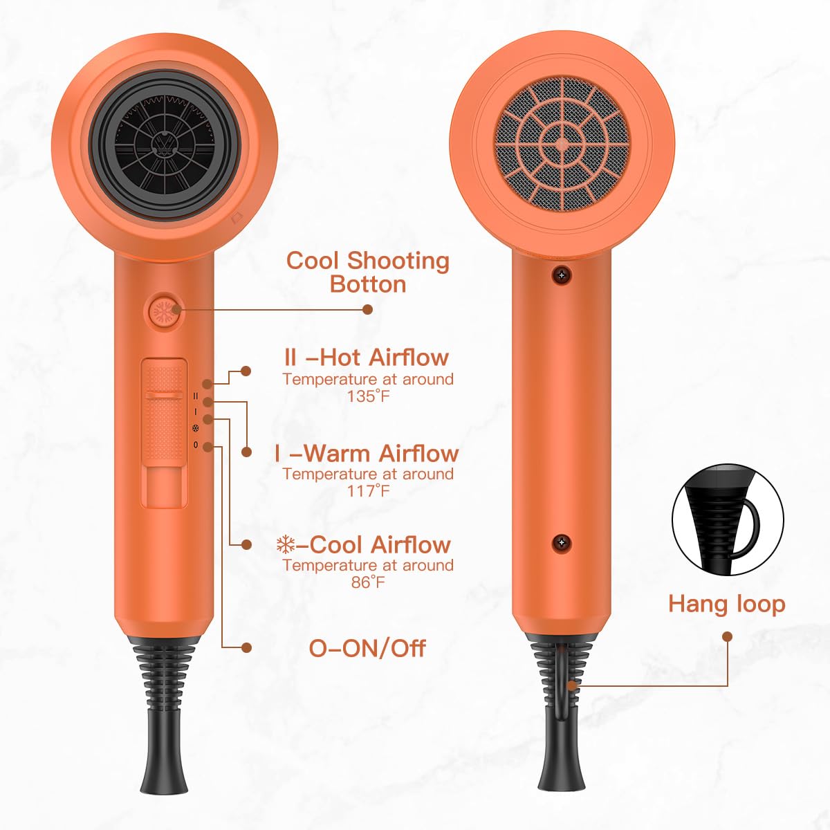 Ionen Föhn AC Motor 1800W Haartrockner slopehill Schnelltrocknen Hair Dryer