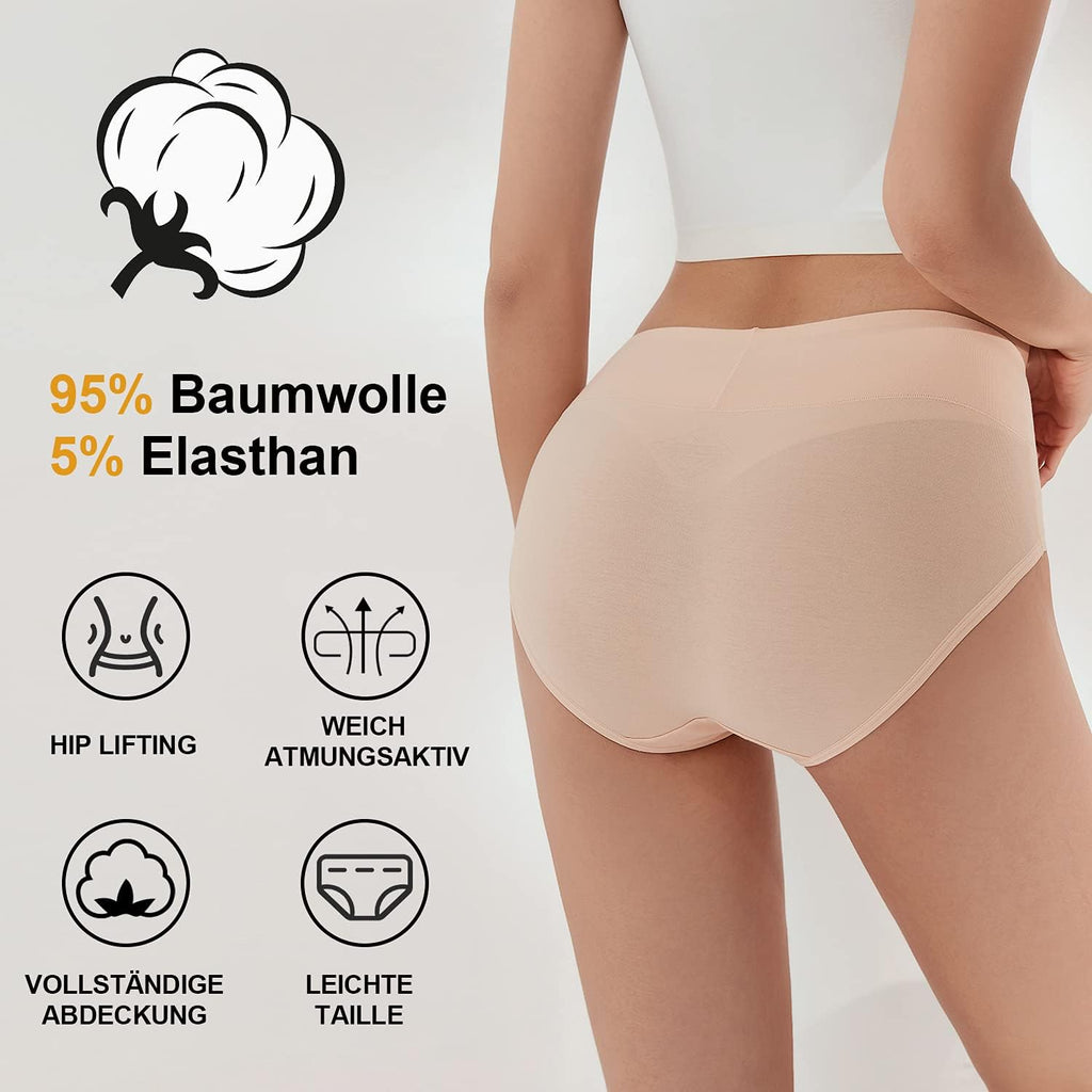 anqier Damen-Unterhosen, 5er-Pack, Stretch-Baumwolle, hoch geschnittene Slips für Damen