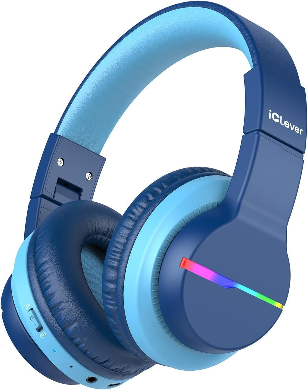 iClever BTH12 Bluetooth-Kopfhörer für Kinder mit LED-Beleuchtung, 85 Stunden Wiedergabezeit, ideal für Reisen