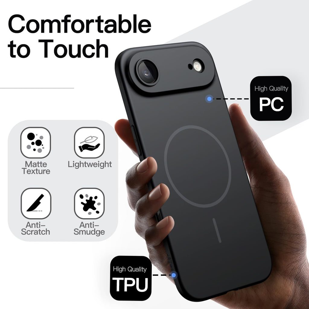JETech Magnetische Dünne Hülle für iPhone 18 Pro, Schwarz