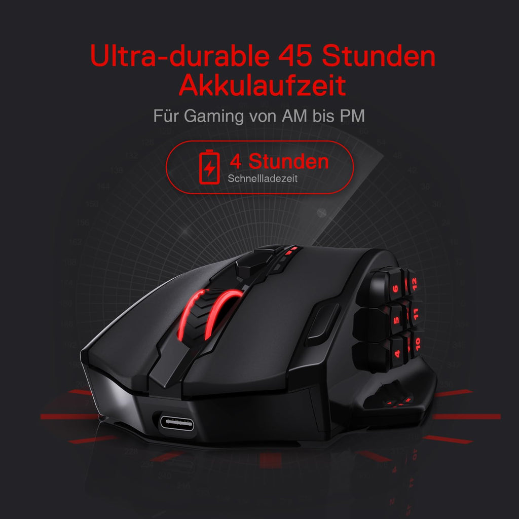 Redragon M908 Impact MMO Gaming Maus Kabelgebunden RGB 12400 DPI