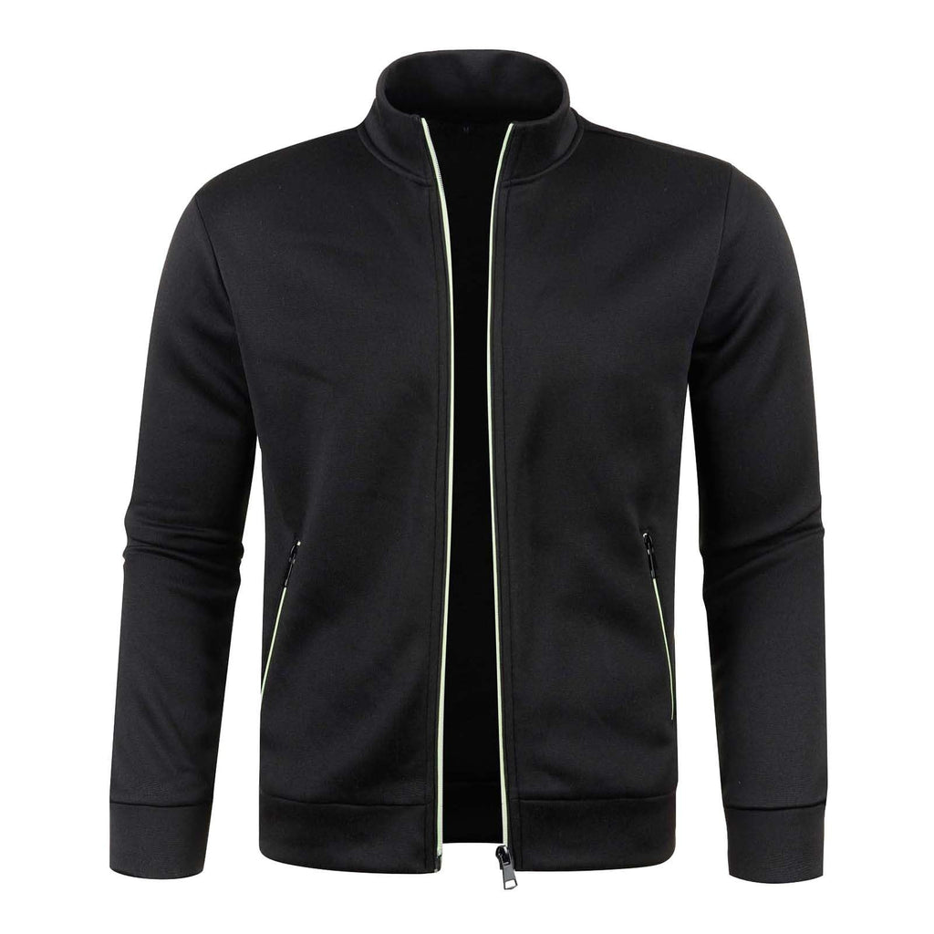 Generisch Sweatjacke Herren Ohne Kapuze Cardigan Mit Reißverschluss Langarm Janker Stehkragen Pullover Casual Warme Herbst/Winterjacke Klassischer Strickweste Trachtenjacke Freizeitjacke
