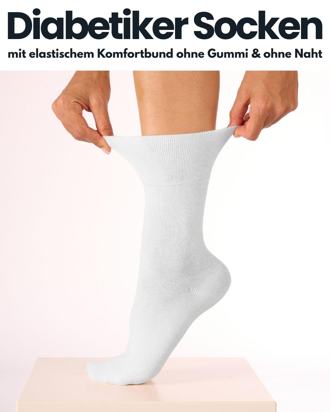 sockenkauf24 10 Paar Diabetikersocken für Herren & Damen ohne Gummibund & ohne Naht aus Baumwolle Diabetiker Socken mit Komfortbund ohne Gummi