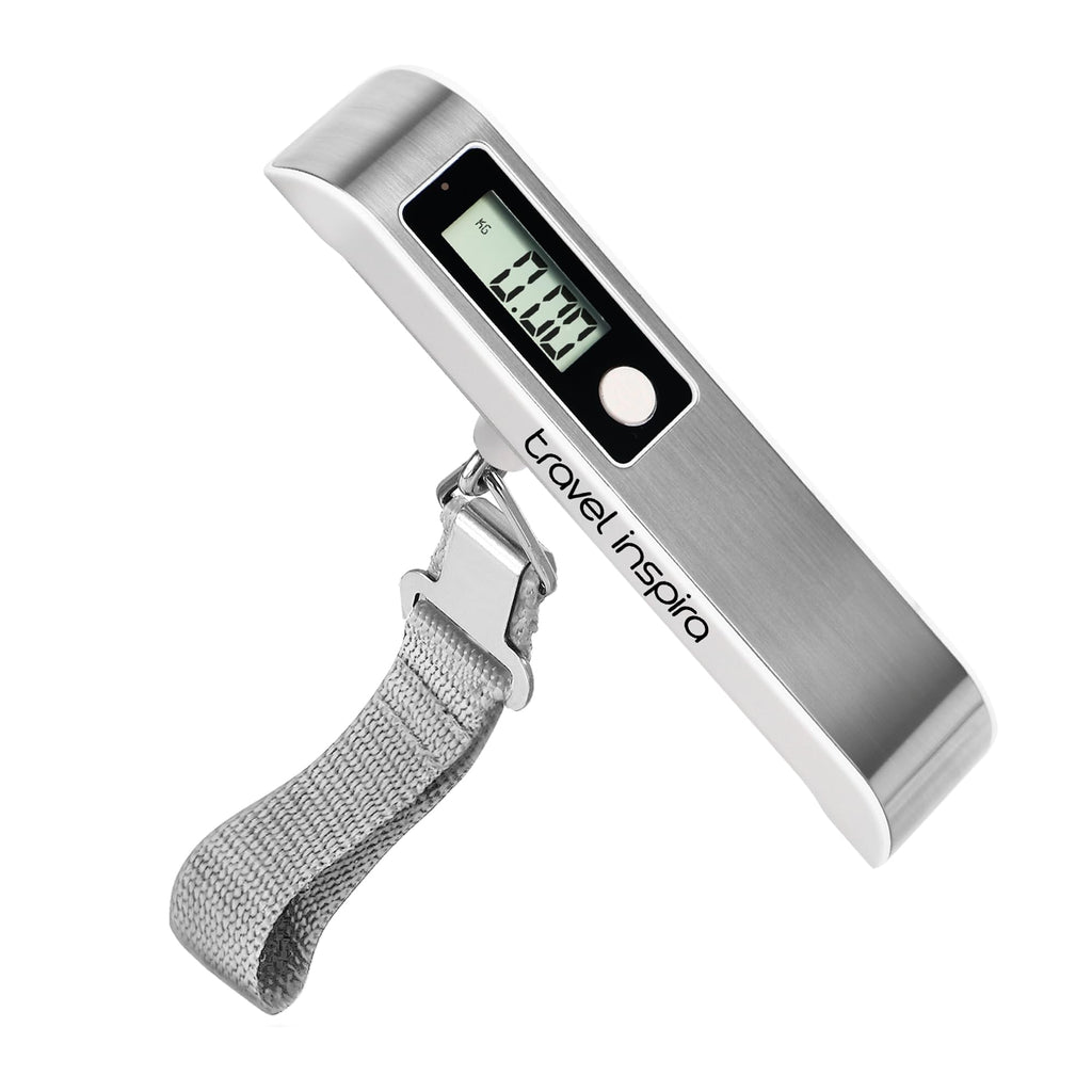 travel inspira Digital Luggage Scale – Portable Hanging Suitcase Weight Scale for Travel, 110 lb Capacity, Backlit LCD Display, Prevents Airport Overweight Fees, Battery Included