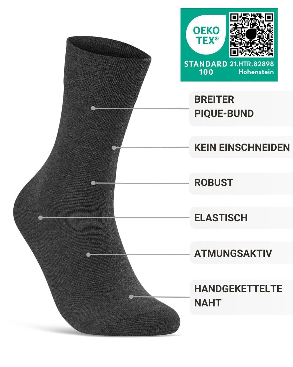 sockenkauf24 10 Paar Diabetikersocken für Herren & Damen ohne Gummibund & ohne Naht aus Baumwolle Diabetiker Socken mit Komfortbund ohne Gummi