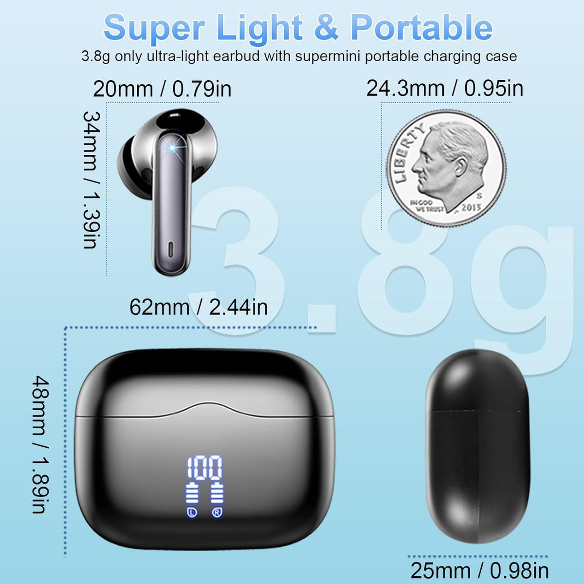 Bluetooth Kopfhörer, Kopfhörer Kabellos Bluetooth 5.4, Tiefer Bass Ohrhörer