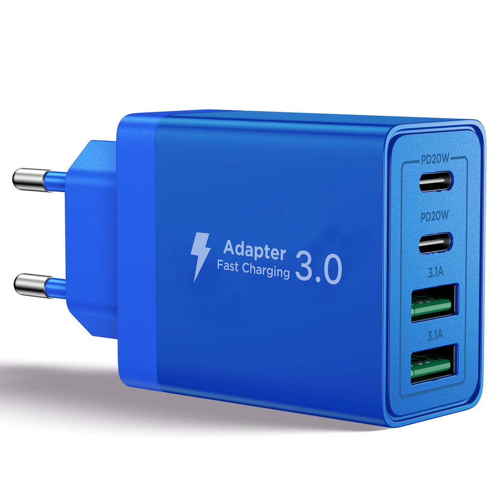 USB C Ladegerät, 40W 4-Port USB ladegerät Mehrfach Schnellladegerät PD 3.0
