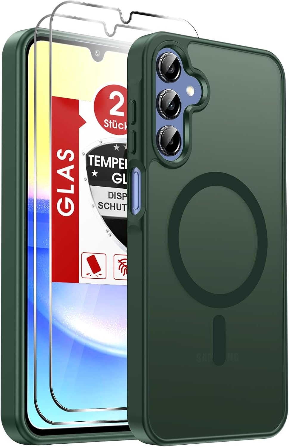 LeYi für Samsung Galaxy A06 4G Hülle für Magsafe mit 2X Panzerglas-Schwarz