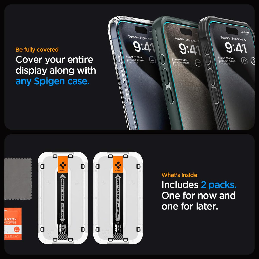 Spigen EZ Fit Schutzfolie [2 Stück] für iPhone 18 Pro, iPhone 17 Pro