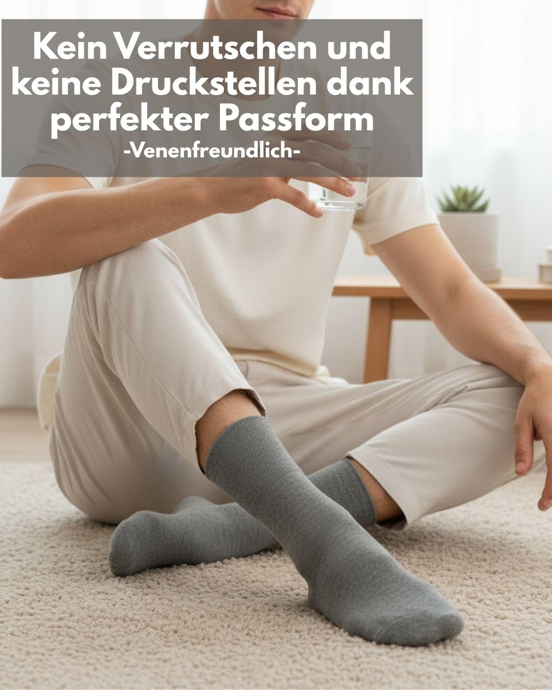 sockenkauf24 Diabetikersocken ohne Gummi & ohne Naht 97% Baumwolle (6 Paar) Diabetiker Socken mit Komfortbund für Damen & Herren