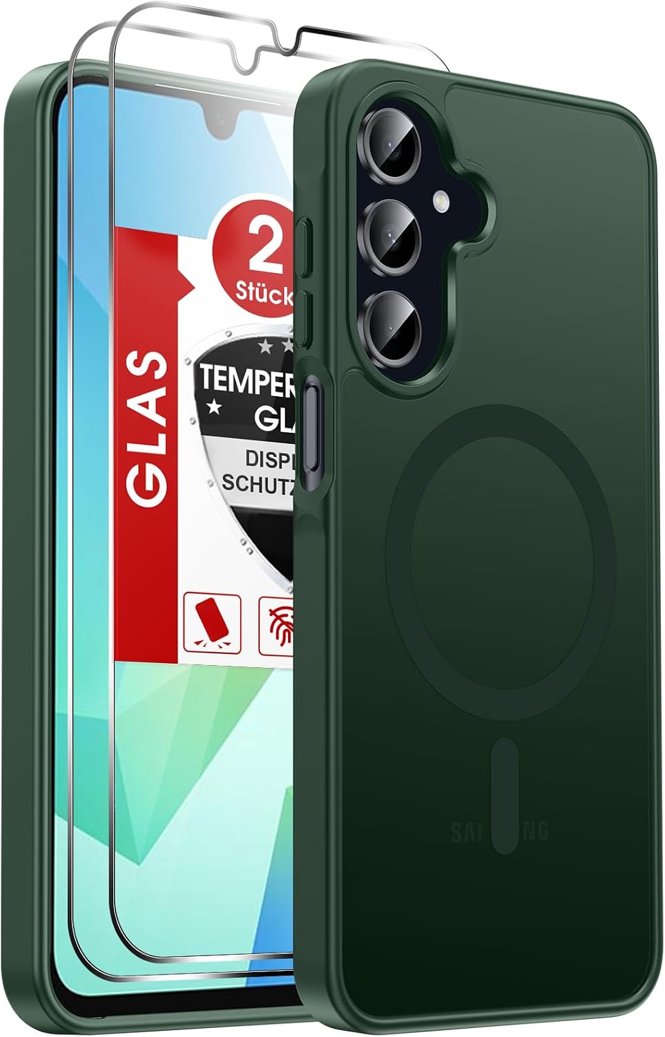 LeYi für Samsung Galaxy A06 4G Hülle für Magsafe mit 2X Panzerglas-Schwarz