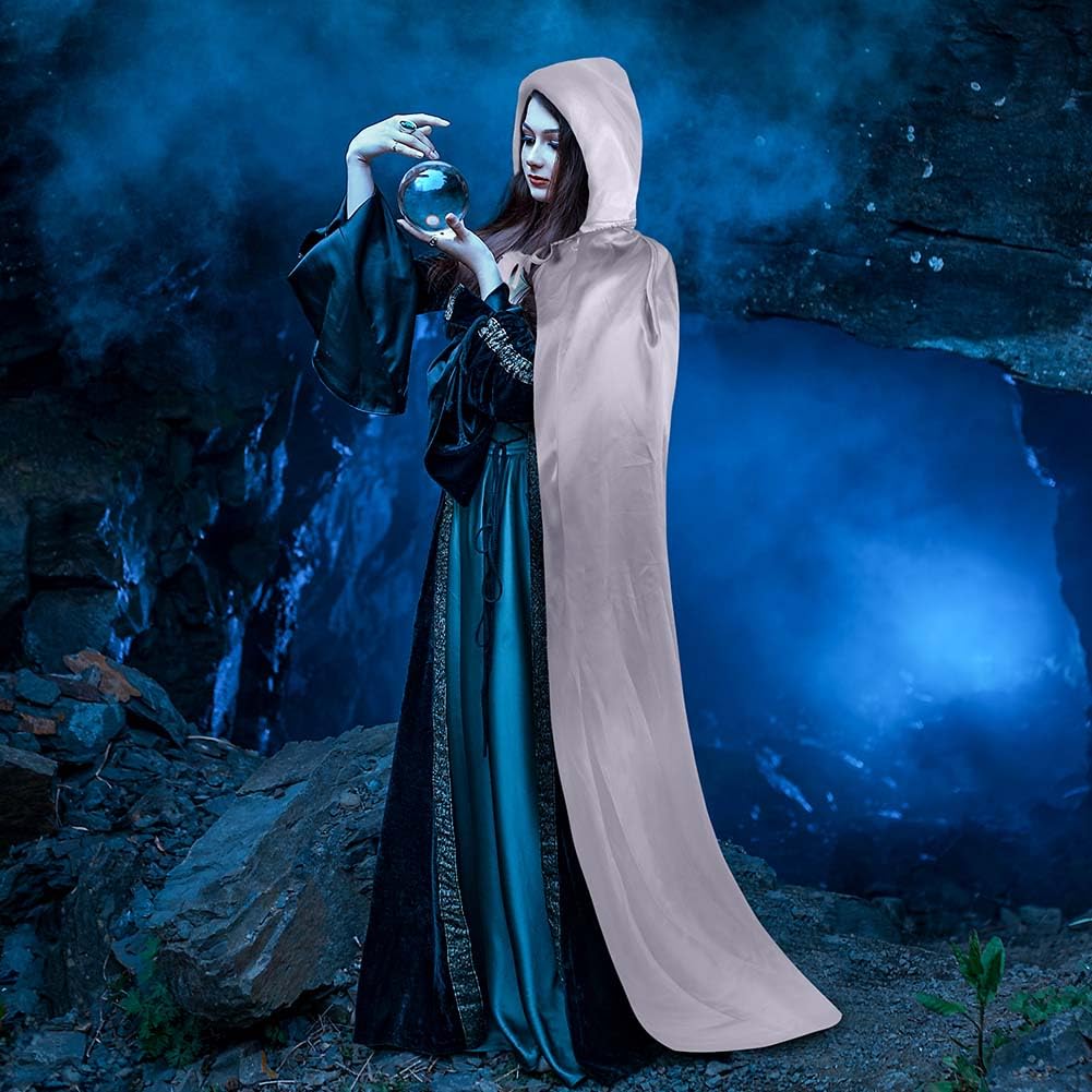 Aomig Cape à Capuchon, Déguisement Adulte Unisexe Costume, Cape Sorcier, Halloween Cosplay Costume Cape Longue Cape, Déguisement pour Halloween, Bal Masqué