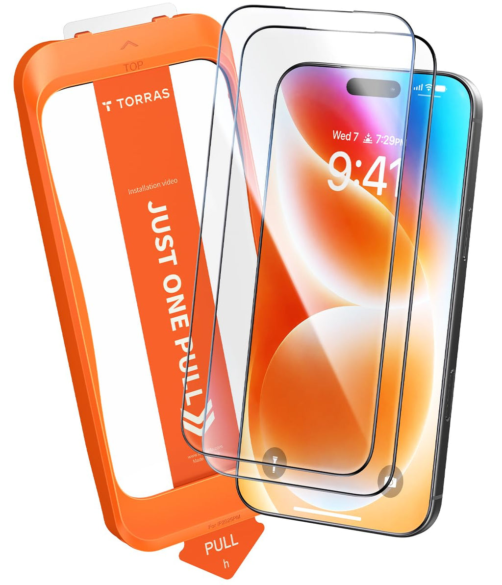 TORRAS für iPhone 18 Pro für Panzerglas TOP 9H+, Auto-Montage, 2 Stück