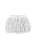 Women Y2K Lace Multi-Layered Bloomers Lolita Ruffle Shorts Cute Mini Skirt