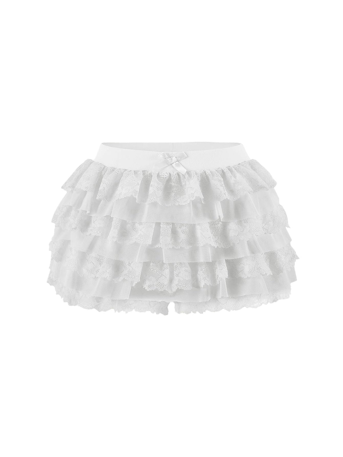 Women Y2K Lace Multi-Layered Bloomers Lolita Ruffle Shorts Cute Mini Skirt