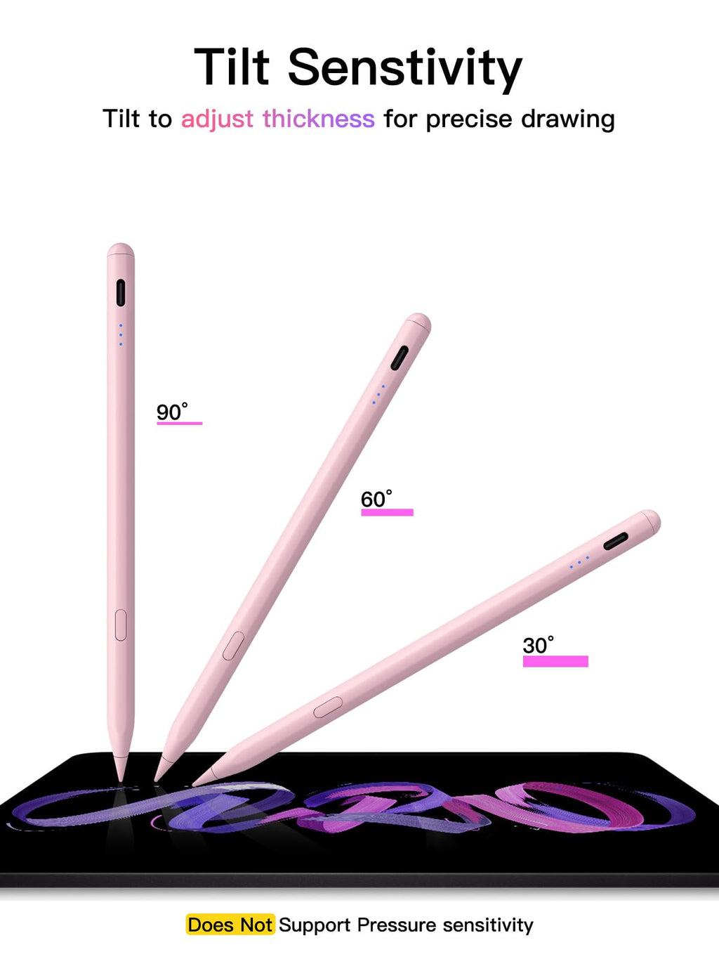 Stylus Stift für iPad 2018-2026 mit USB-C Schnellladeleistung, Palm Rejection und Neigungssensitivität Pencil für iPad 11/10/9/8/7/6/A16, Mini 7/6/5, Air M4/3/2 11"/13"/5/4/3, Pro M5/M4 13"/12.9″/11″