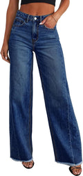 Sidefeel Damen Jeans mit weitem Bein, hoch taillierte, elastische Denim-Hose