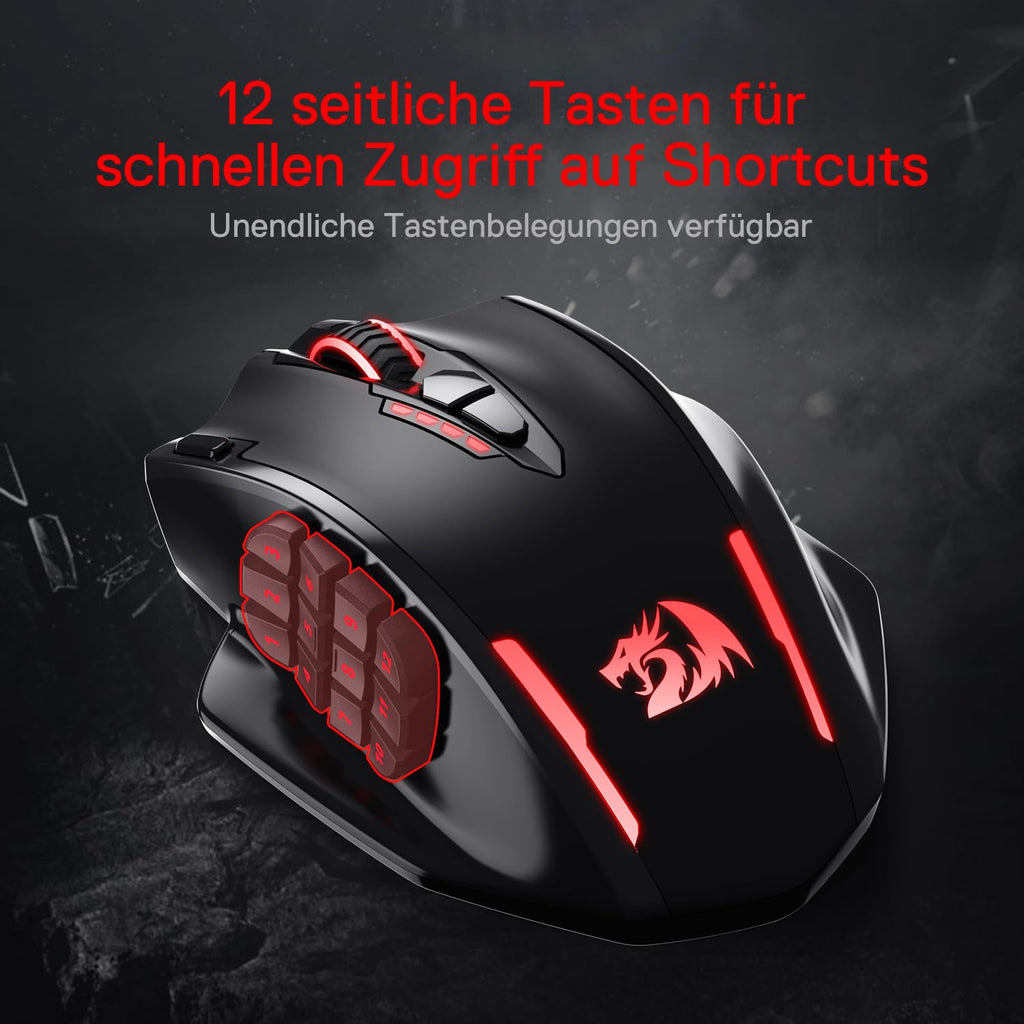 Redragon M908 Impact MMO Gaming Maus Kabelgebunden RGB 12400 DPI
