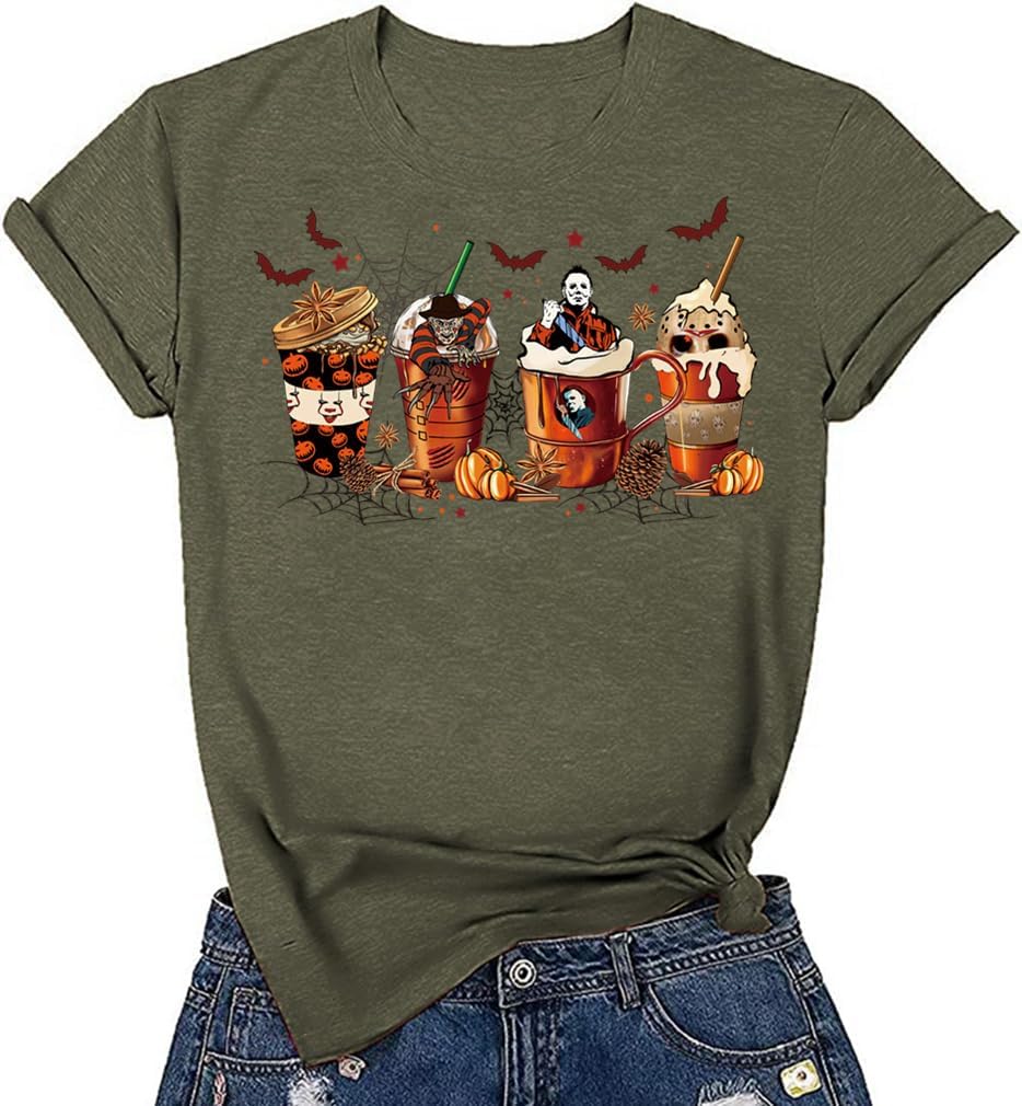 Halloween-Kürbis-Shirts für Damen, Herbst-T-Shirts, niedliche grafische Herbst-Shirts, Thanksgiving-Oberteile