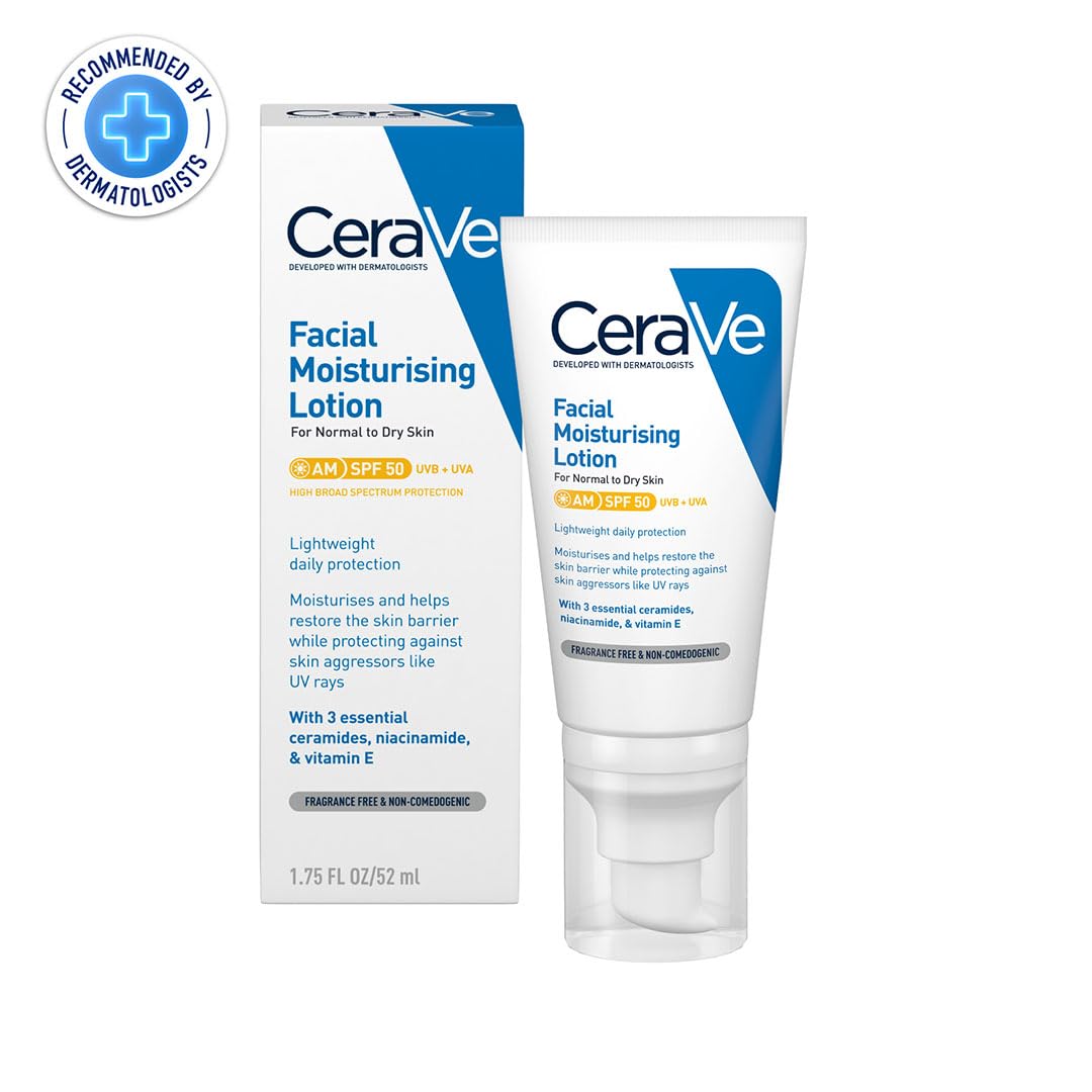 CeraVe Feuchtigkeitsspendende Gesichtscreme LSF 50, UVA- & UVB-Schutz, 50ml